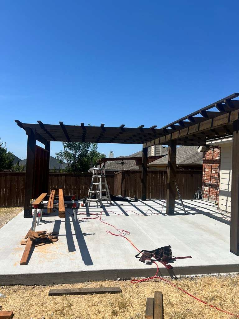 Cedar pergola under construction